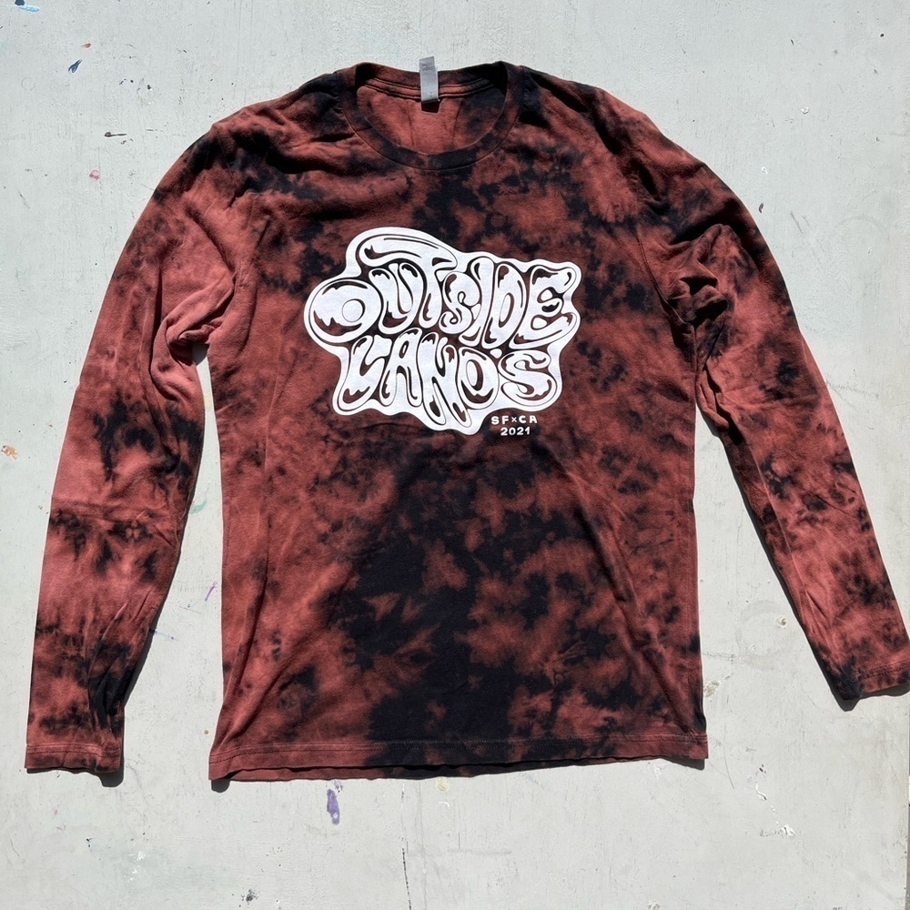 Men's Outside Lands T-Shirt Multicolor Spell-Out M SF 2021 Tyler Tame LS Tie Dye